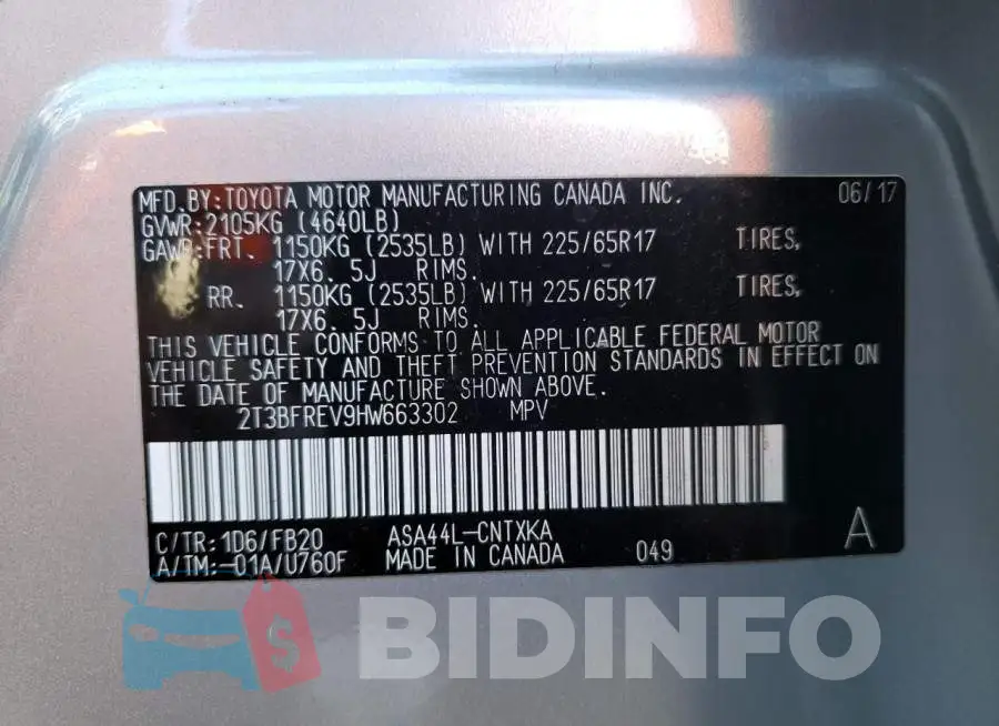 2T3BFREV9HW663302 Photo# 10