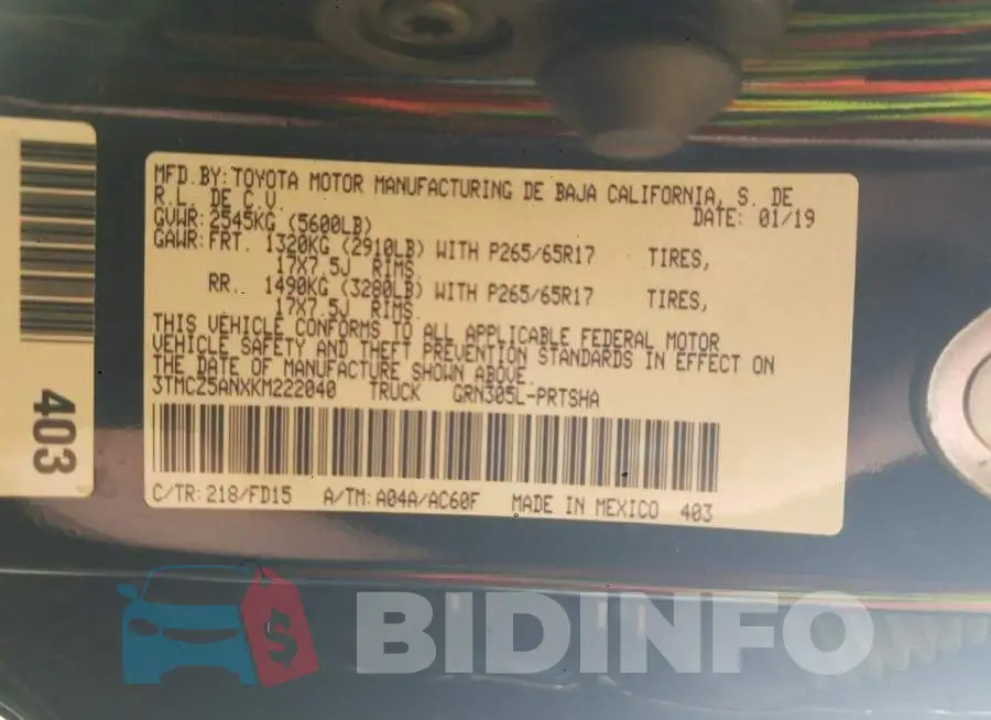 3TMCZ5ANXKM222040 Photo# 10