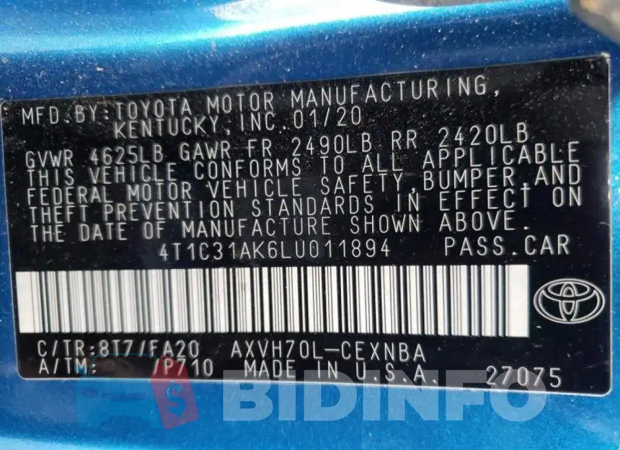 4T1C31AK6LU011894 Photo# 10