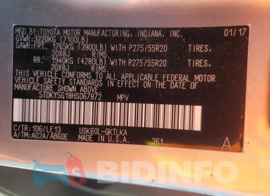 5TDKY5G18HS067872 Photo# 10