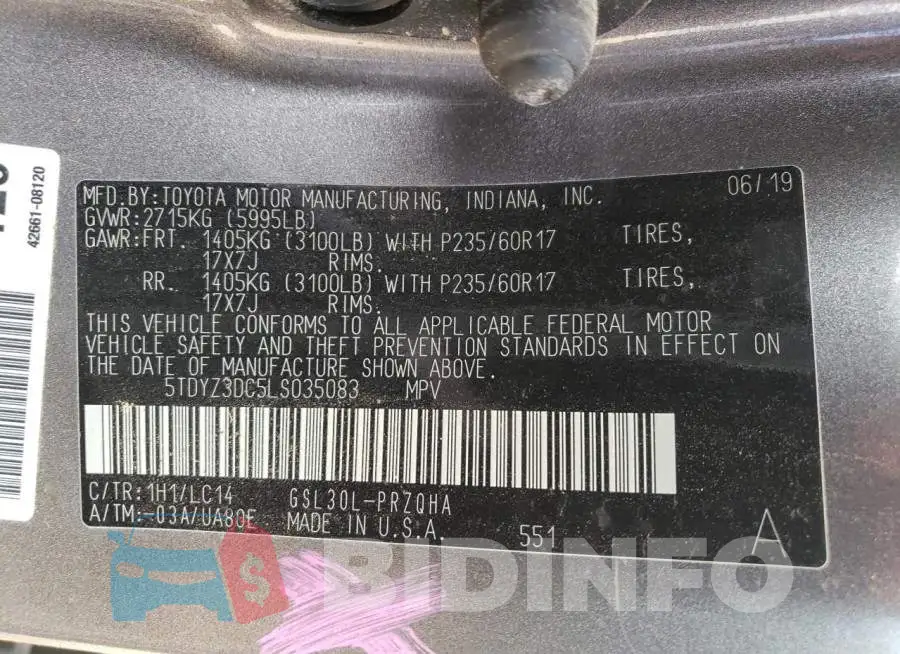 5TDYZ3DC5LS035083 Photo# 10