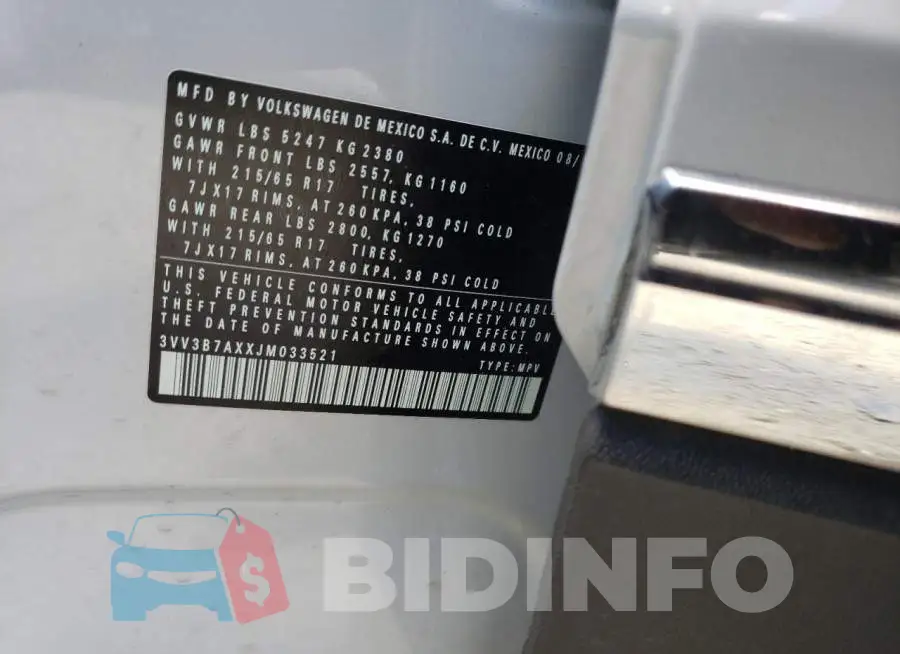 3VV3B7AXXJM033521 Photo# 10