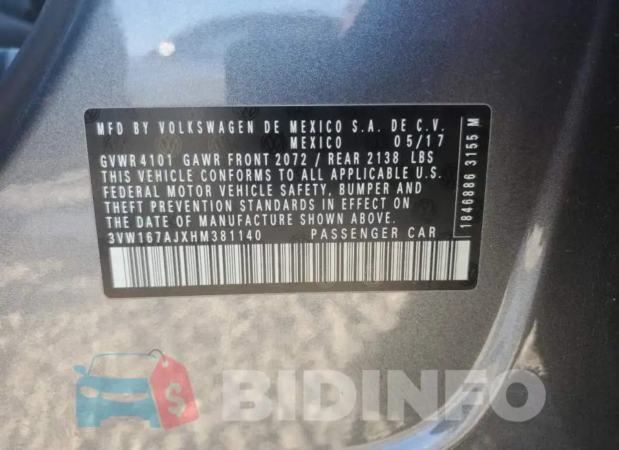 3VW167AJXHM381140 Photo# 10