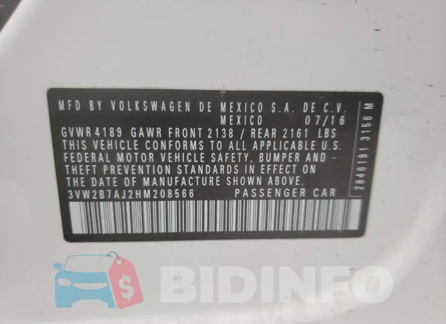 3VW2B7AJ2HM208566 Photo# 10