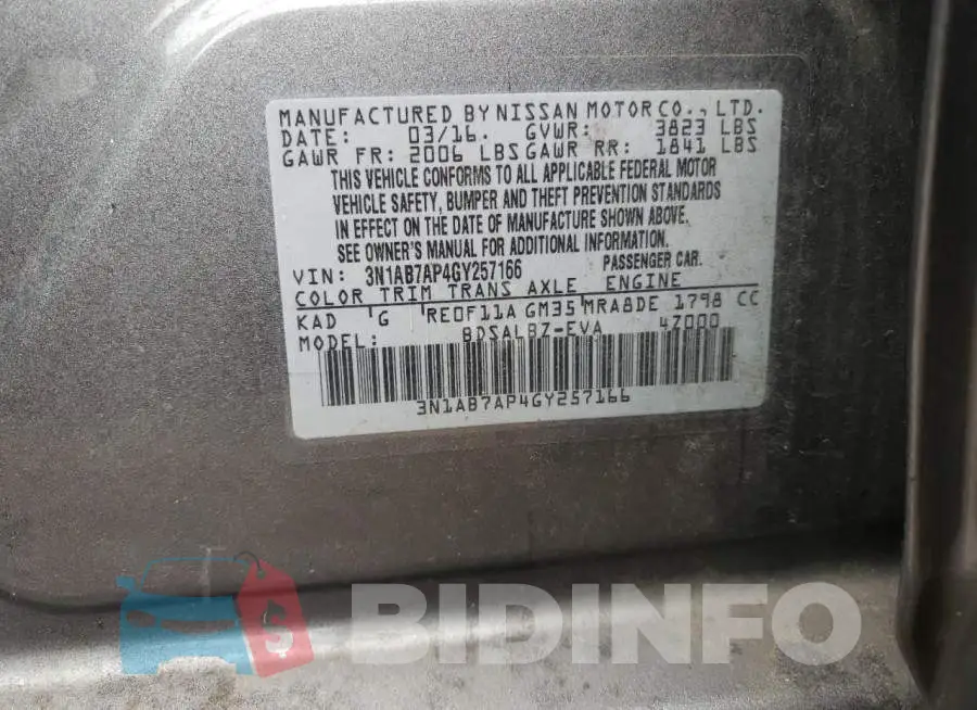 3N1AB7AP4GY257166 Photo# 10