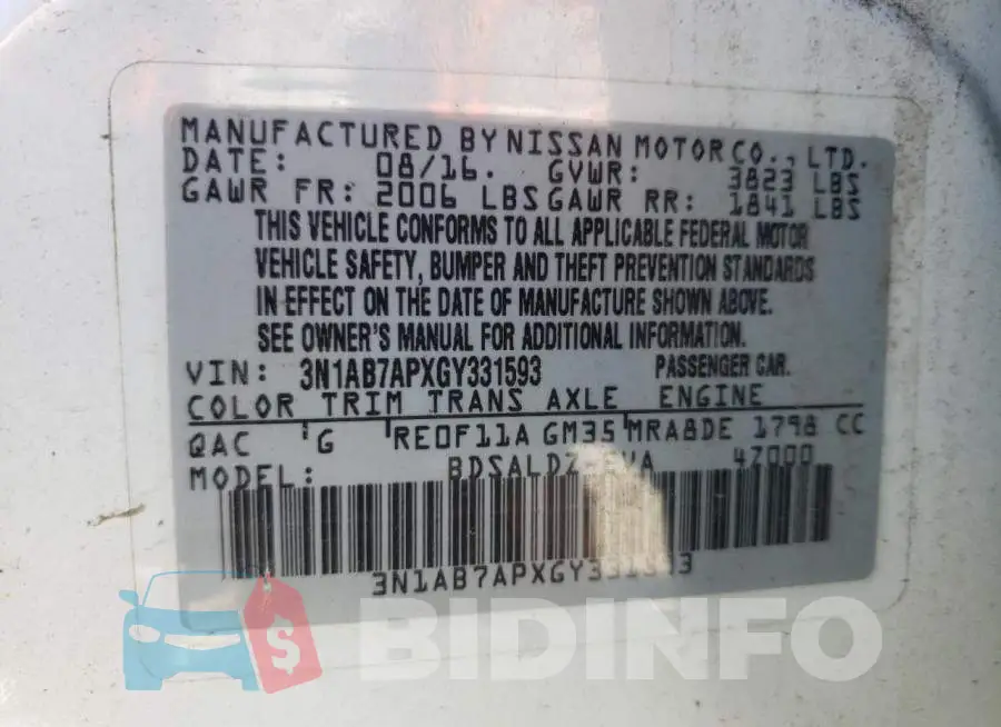 3N1AB7APXGY331593 Photo# 10