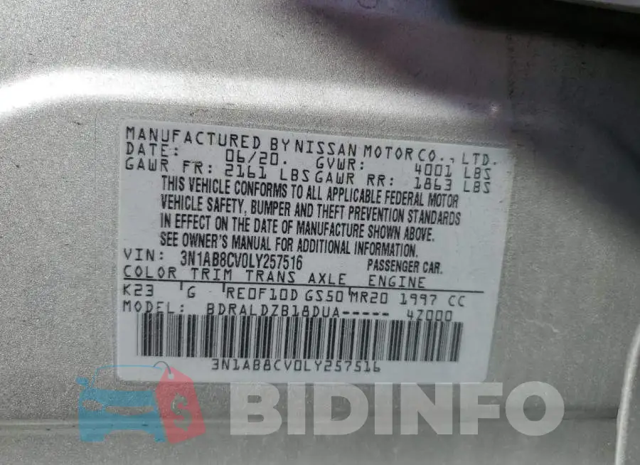 3N1AB8CV0LY257516 Photo# 10