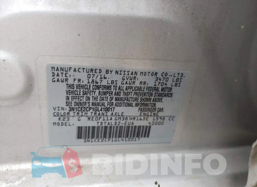 3N1CE2CP1GL410017 Photo# 10