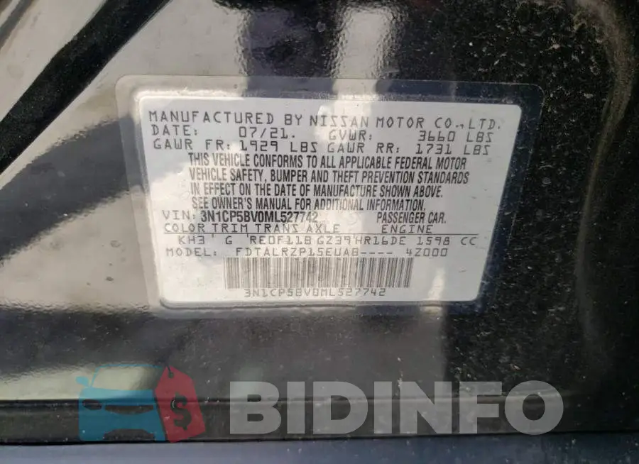 3N1CP5BV0ML527742 Photo# 10