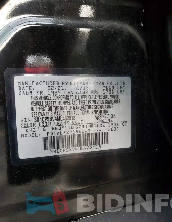 3N1CP5BV4ML482918 Photo# 10