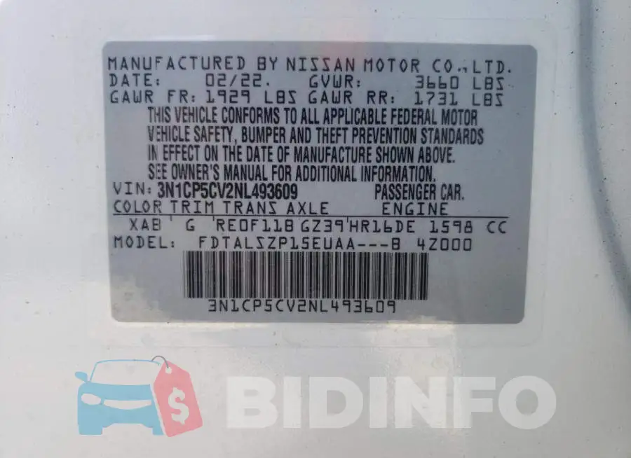 3N1CP5CV2NL493609 Photo# 10