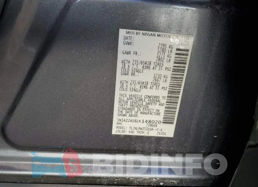 5N1AZ2AS8LN148020 Photo# 10