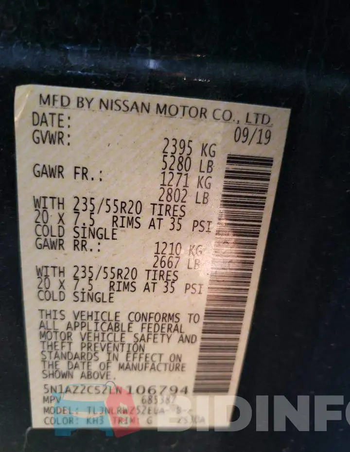 5N1AZ2CS2LN106794 Photo# 10