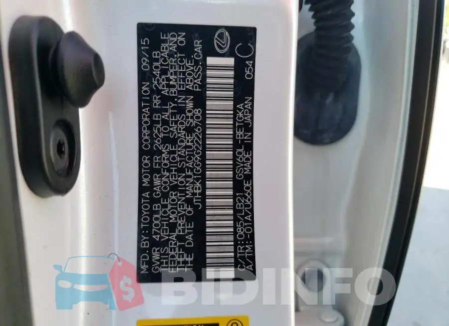 JTHBK1GG9G2226708 Photo# 10