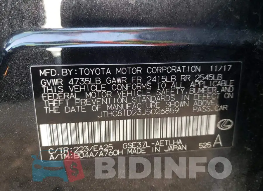 JTHC81D23J5026859 Photo# 10