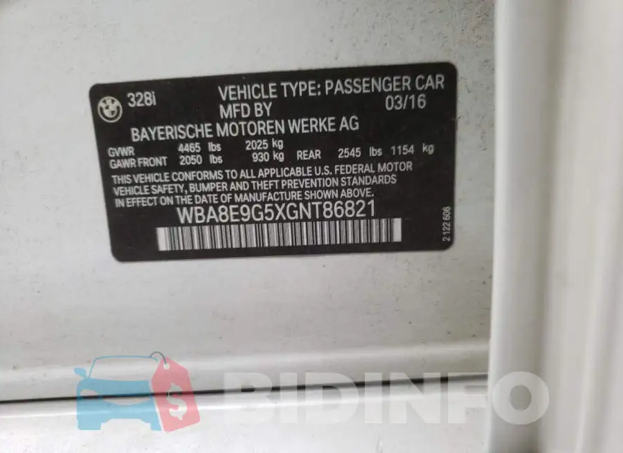 WBA8E9G5XGNT86821 Photo# 10