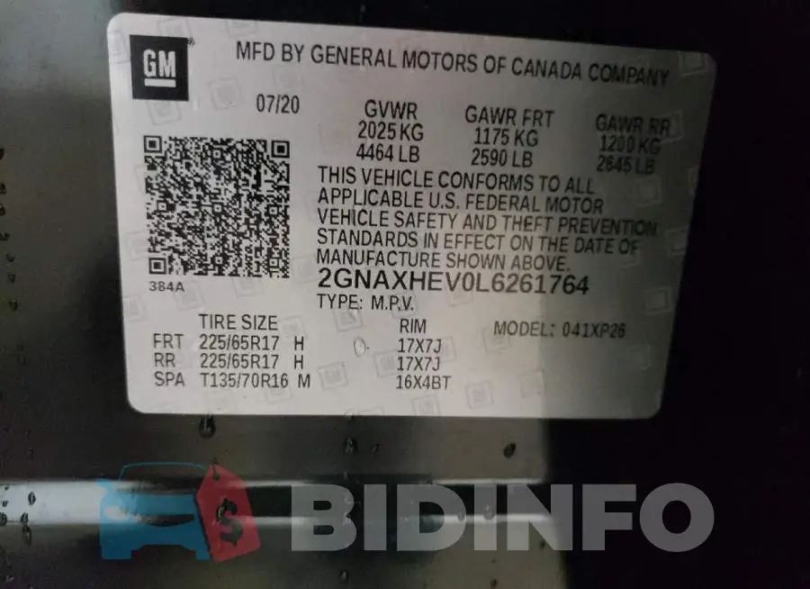 2GNAXHEV0L6261764 Photo# 10