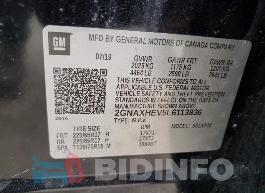 2GNAXHEV5L6113836 Photo# 10