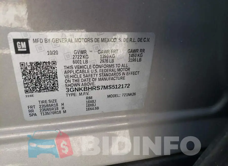 3GNKBHRS7MS512172 Photo# 10
