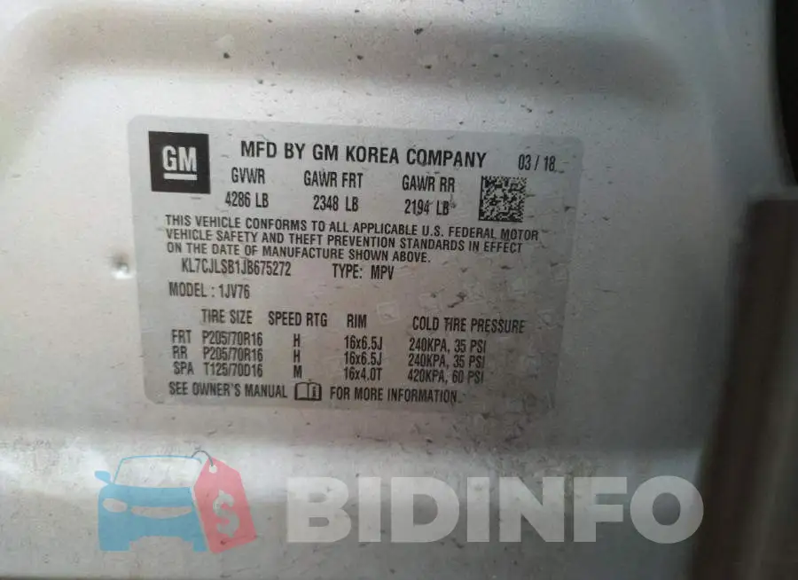 KL7CJLSB1JB675272 Photo# 10