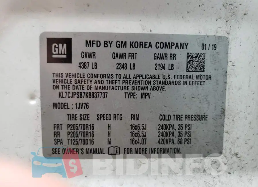 KL7CJPSB7KB837737 Photo# 10