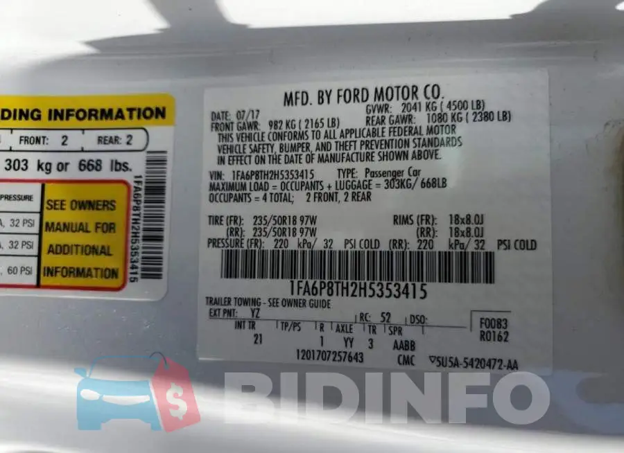 1FA6P8TH2H5353415 Photo# 10