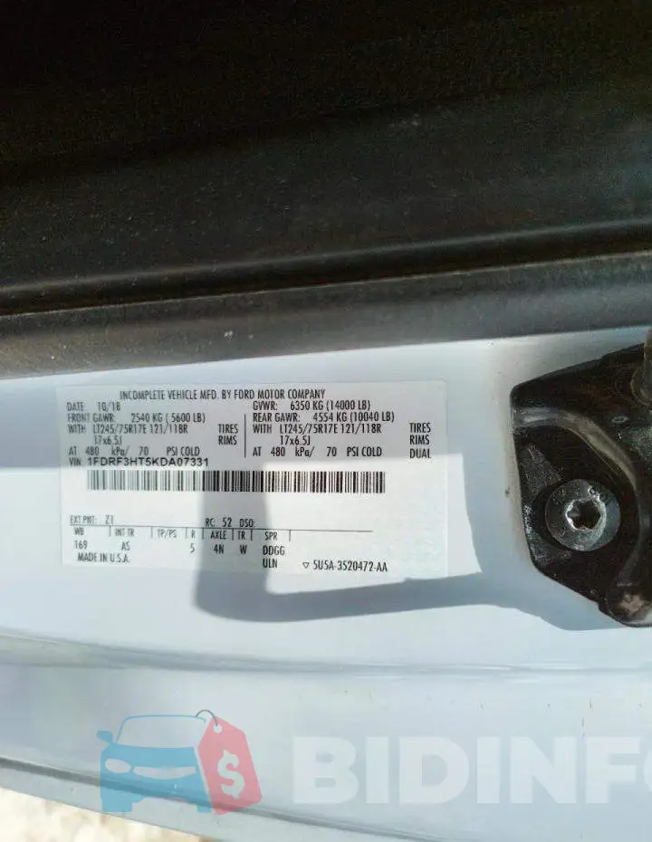 1FDRF3HT5KDA07331 Photo# 10