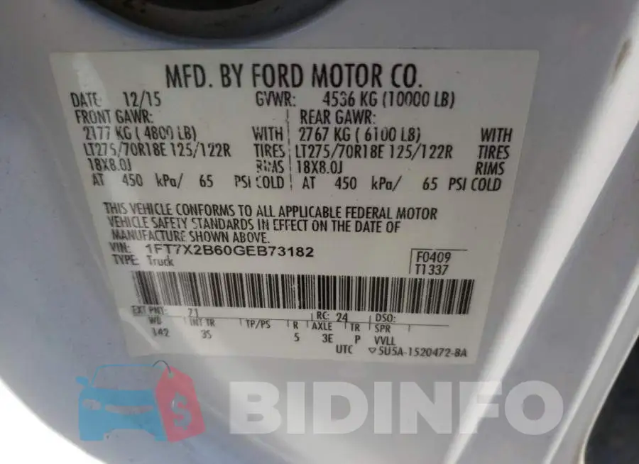 1FT7X2B60GEB73182 Photo# 10