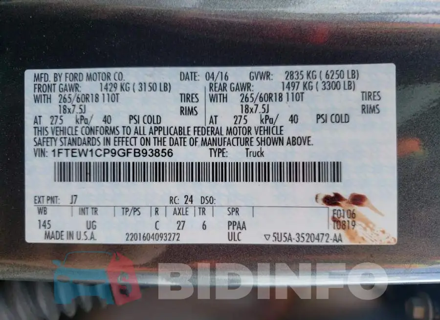 1FTEW1CP9GFB93856 Photo# 10