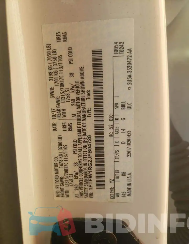 1FTFW1RG2JFB04728 Photo# 10