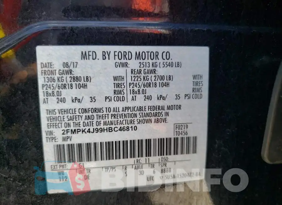 2FMPK4J99HBC46810 Photo# 10