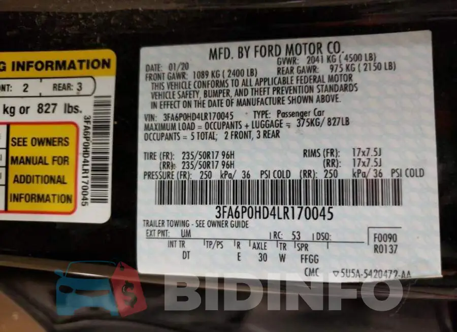 3FA6P0HD4LR170045 Photo# 10