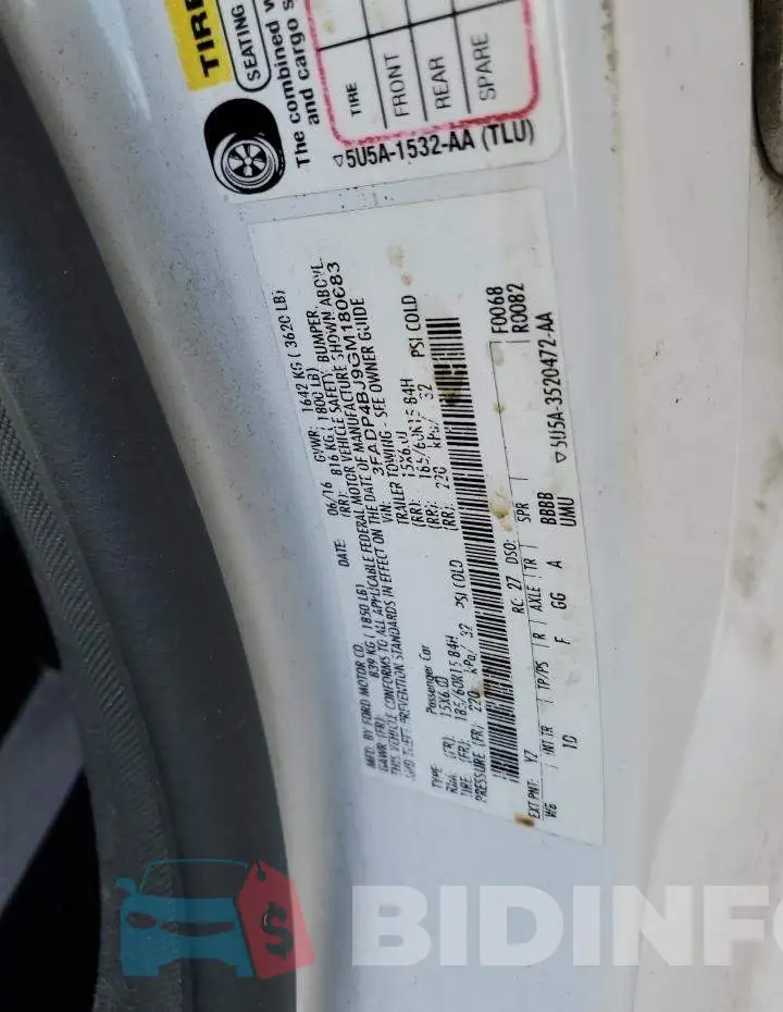 3FADP4BJ9GM180683 Photo# 10