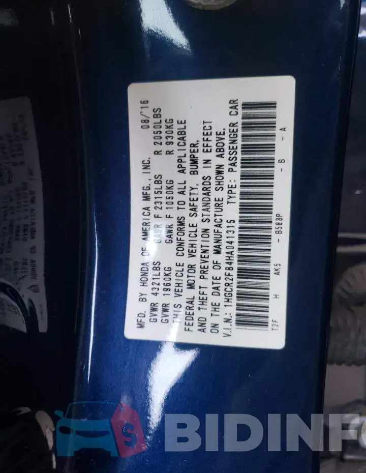 1HGCR2F84HA041315 Photo# 10