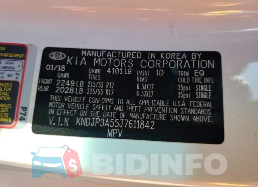 KNDJP3A55J7611842 Photo# 10