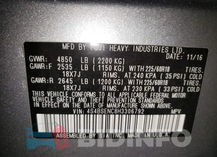 4S4BSENC8H3306792 Photo# 10