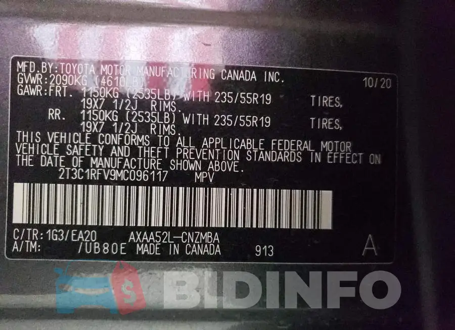 2T3C1RFV9MC096117 Photo# 10