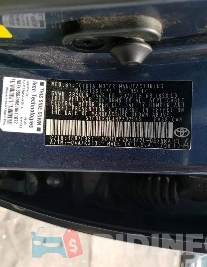 5YFBURHE4HP702549 Photo# 10