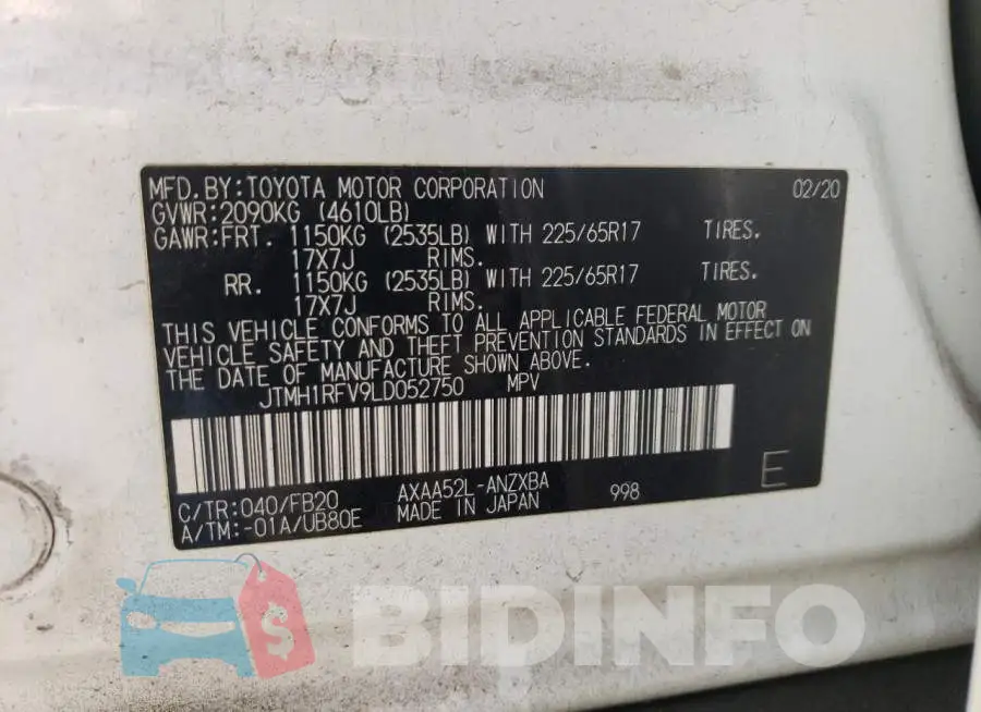 JTMH1RFV9LD052750 Photo# 10