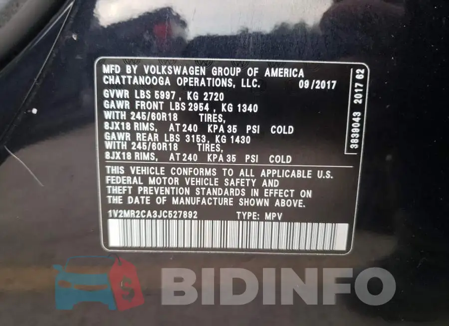 1V2MR2CA3JC527892 Photo# 10