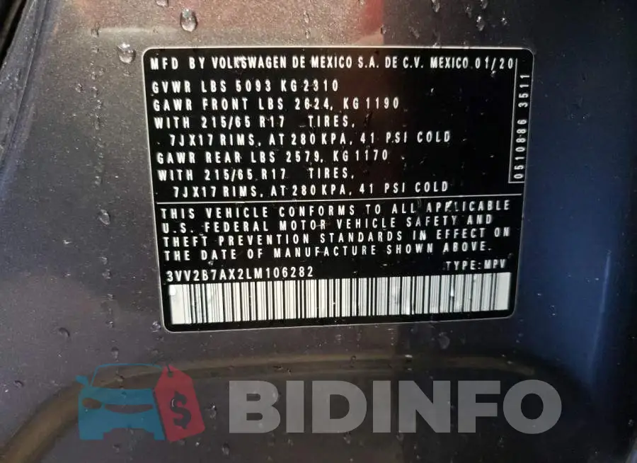 3VV2B7AX2LM106282 Photo# 10
