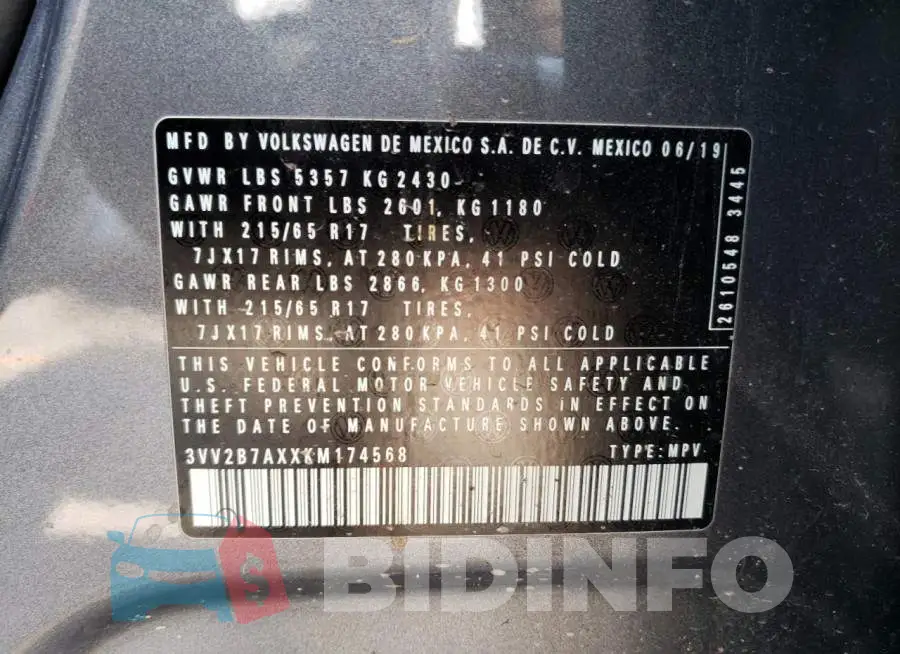 3VV2B7AXXKM174568 Photo# 10