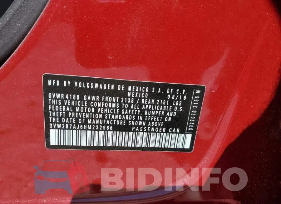3VW2B7AJ6HM232966 Photo# 10