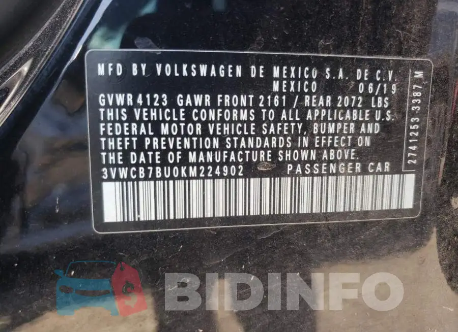 3VWCB7BU0KM224902 Photo# 10