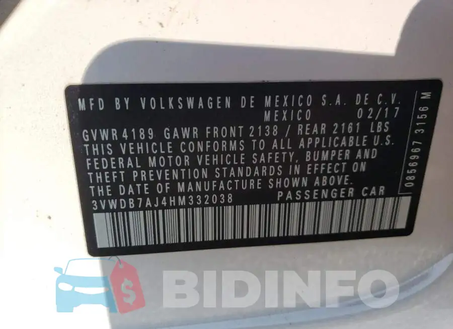 3VWDB7AJ4HM332038 Photo# 10