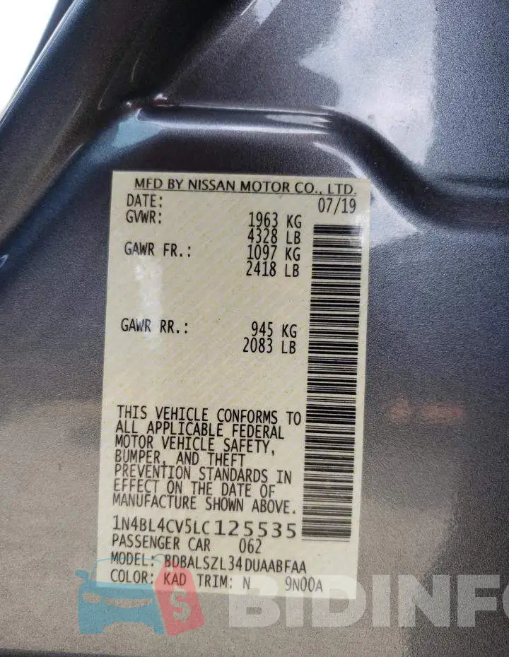 1N4BL4CV5LC125535 Photo# 10