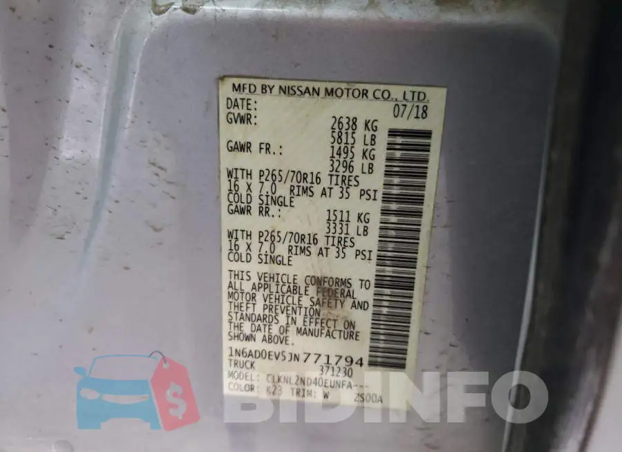 1N6AD0EV5JN771794 Photo# 10