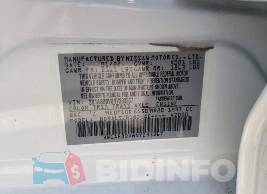 3N1AB8DV8NY233367 Photo# 10