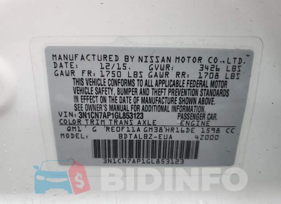 3N1CN7AP1GL853123 Photo# 10