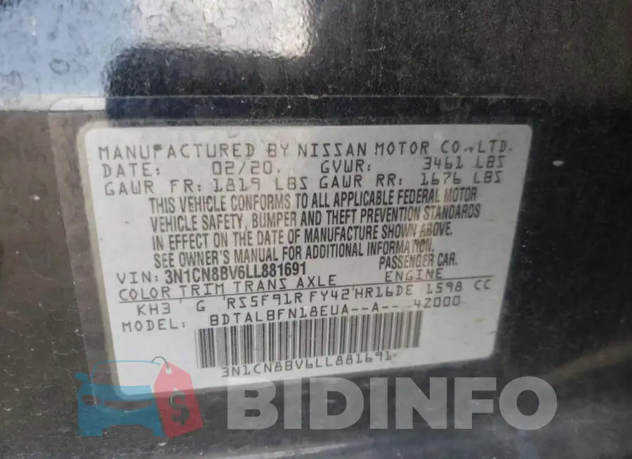 3N1CN8BV6LL881691 Photo# 10